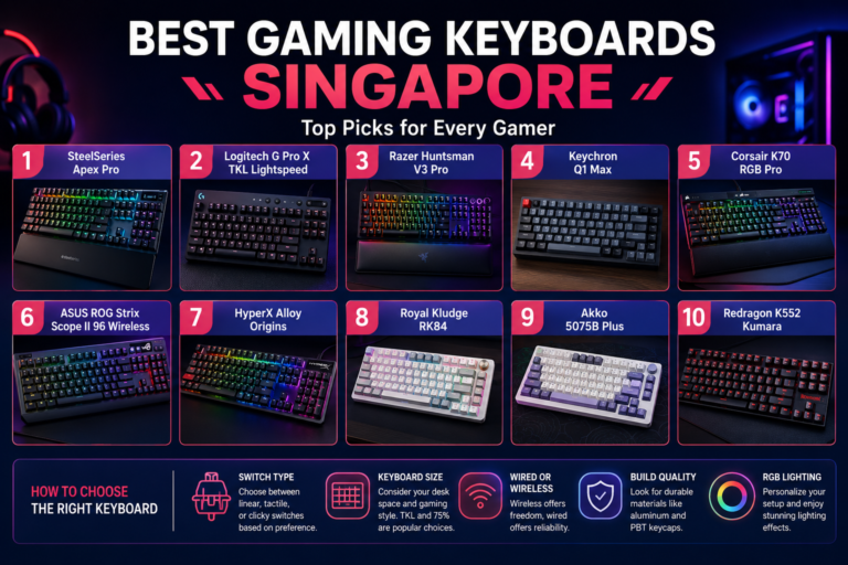 Best Gaming Keyboards Singapore featuring top mechanical and wireless gaming keyboards for competitive and casual gamers.