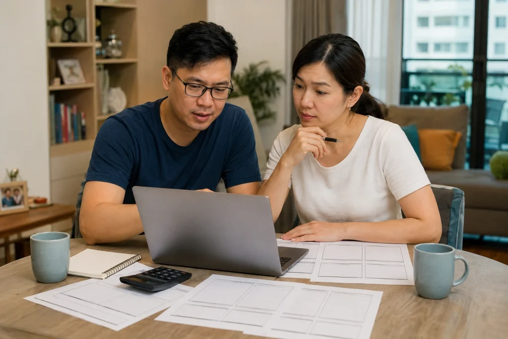 Parents comparing primary school options and ranking factors in Singapore