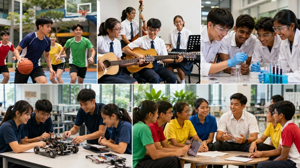 Singapore secondary school students taking part in CCAs and student activities