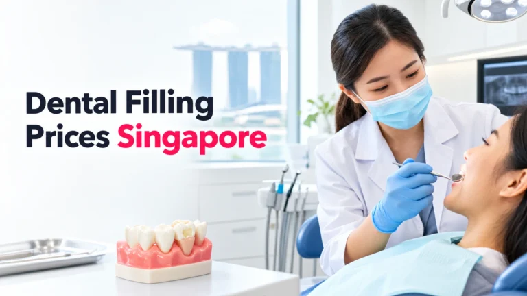 Dental filling price Singapore guide with dentist examining a patient