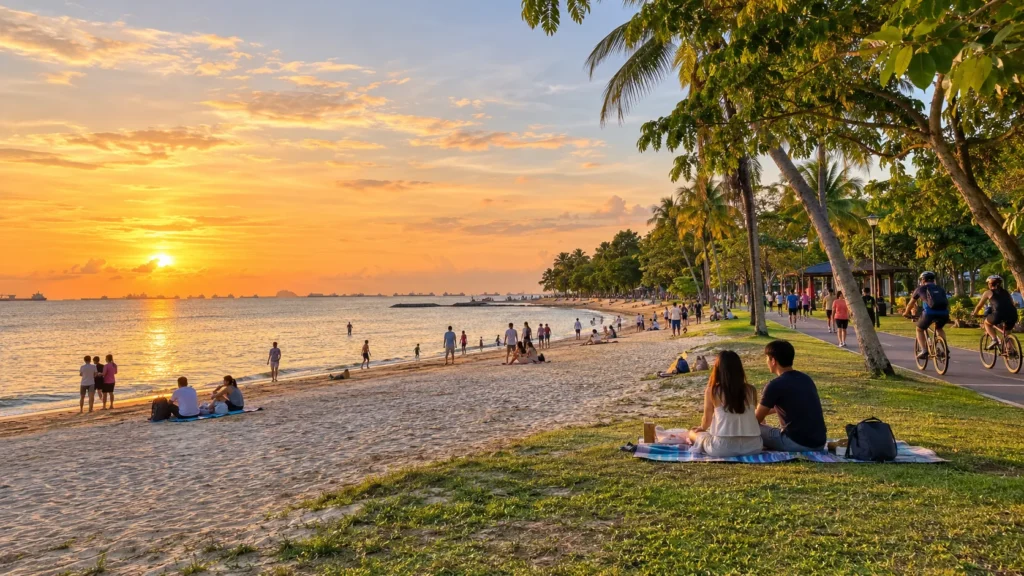 East Coast Park beach and seaside walkway in Singapore