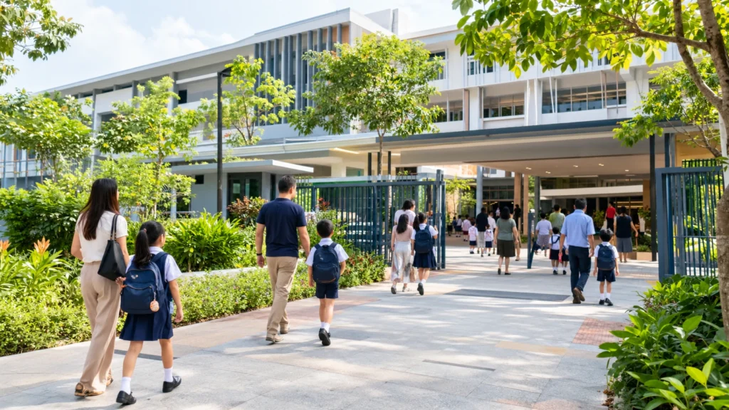 Popular primary school in Singapore with families arriving