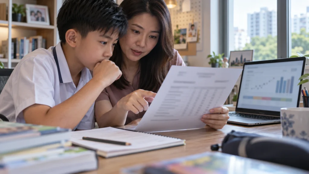 Student reviewing PSLE Achievement Level for secondary school selection