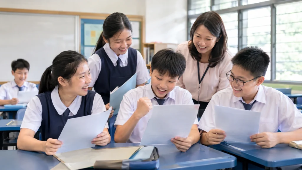 Singapore Primary 6 students after PSLE results
