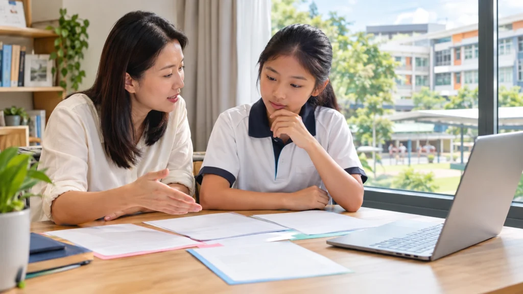 Student choosing a secondary school after PSLE results