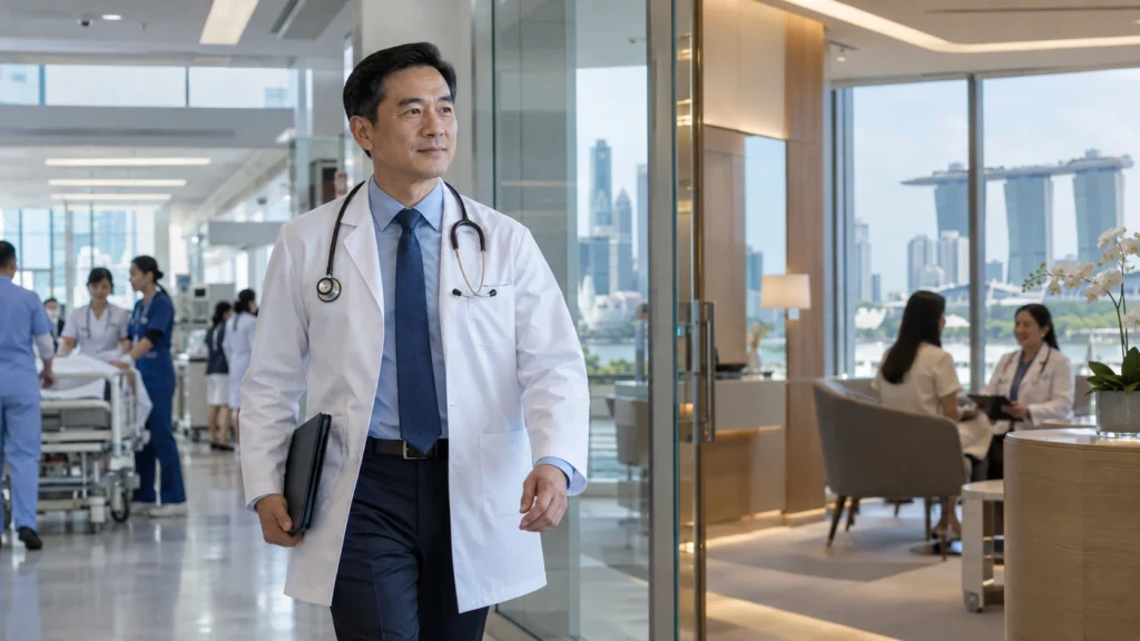 Doctor working across public and private healthcare in Singapore