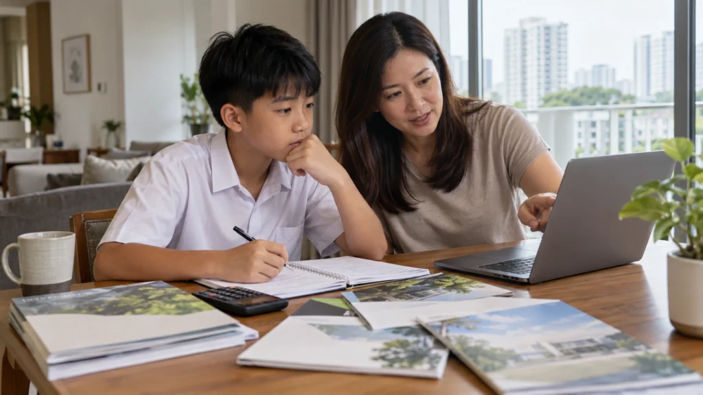 Parent reviewing secondary school COP 2023 for Singapore school selection