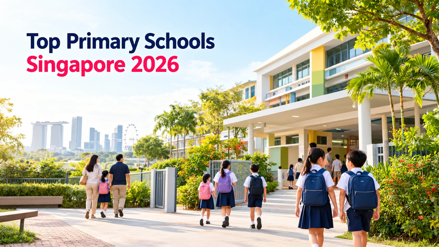 Top primary schools in Singapore 2026 with students arriving at school