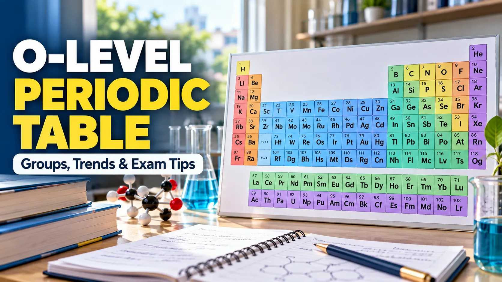 O-Level periodic table chart for Chemistry groups, trends and exam tips