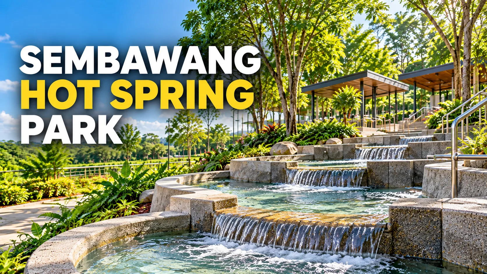 Sembawang Hot Spring Park in Singapore with cascading foot bath pools