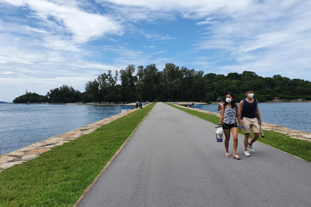 Nature walking trail surrounded by tropical greenery on St John’s Island Singapore