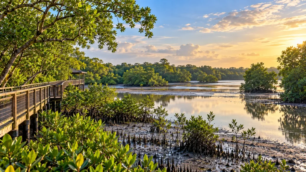 Mangrove wetlands at Sungei Buloh Wetland Reserve Singapore