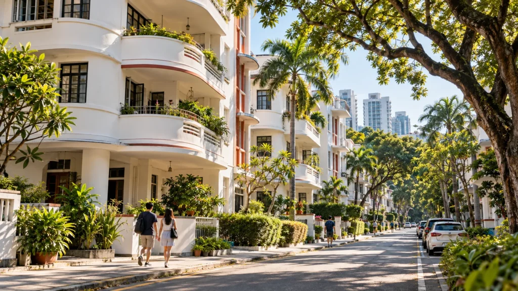 Tiong Bahru heritage architecture and conserved housing blocks Singapore